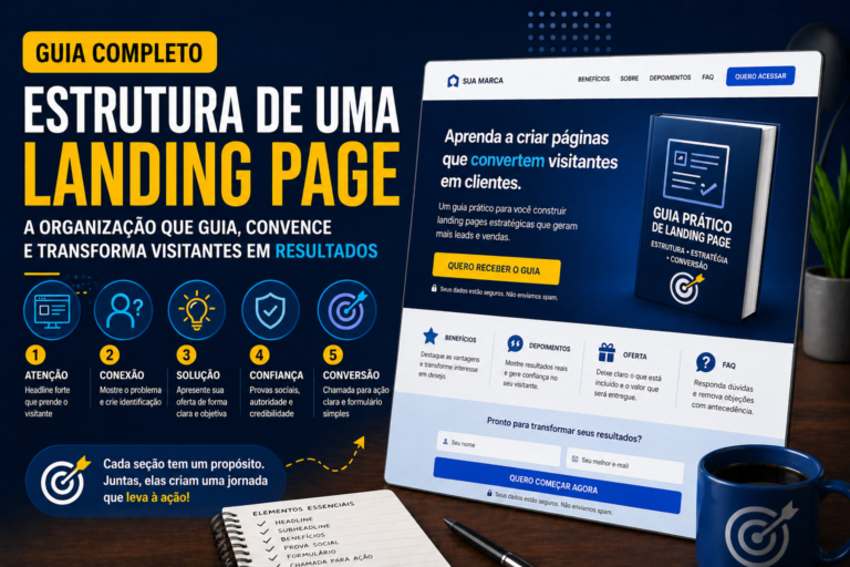Estrutura de Uma Landing Page: Como Organizar Uma Página Que Capta Atenção, Gera Confiança e Converte