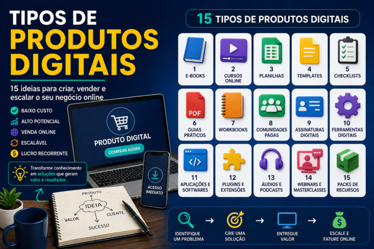 Tipos de Produtos Digitais: 15 Ideias Para Criar e Vender Online